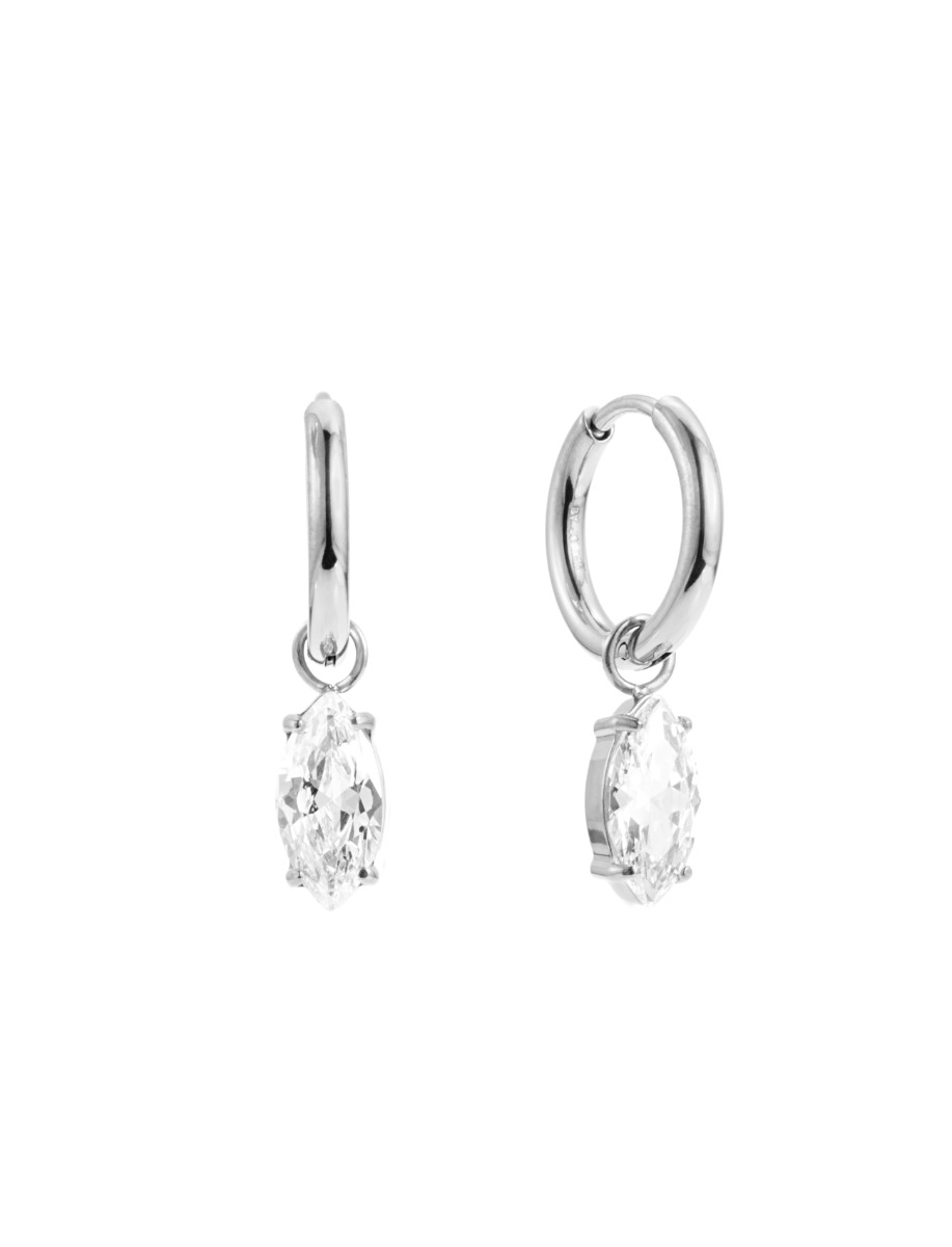By Jolima Teardrop Huggie Steel