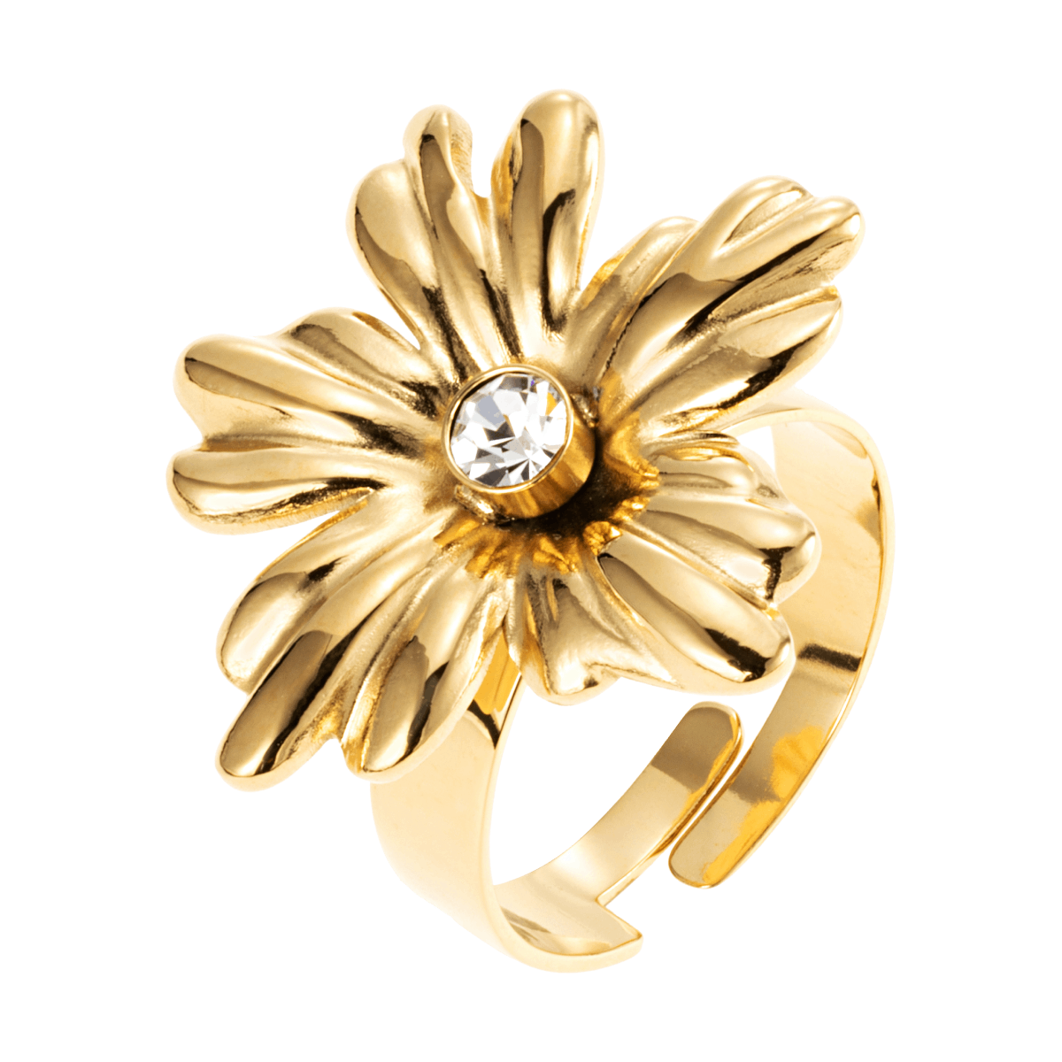 By Jolima Lilly Crystal Ring Gold 