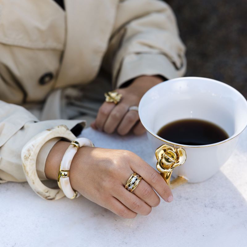 By Jolima Mix Ring Steel and Gold Strl 18